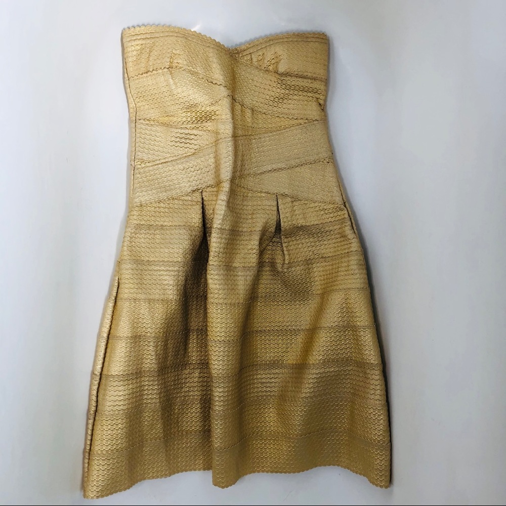 Glamorous label Strapless Gold Dress Sz S